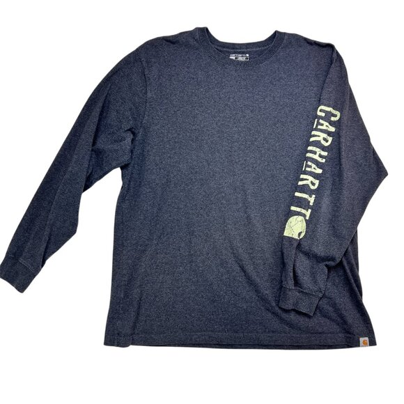 Carhartt Loose Fit Heavyweight Logo-Sleeve Long Sleeve Gray T-Shirt Size XL - Picture 1 of 6